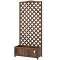 Wood Planter with Trellis, Raised Garden Bed to Grow Vegetables for Backyard, 30" x 14" x 67", Dark Brown