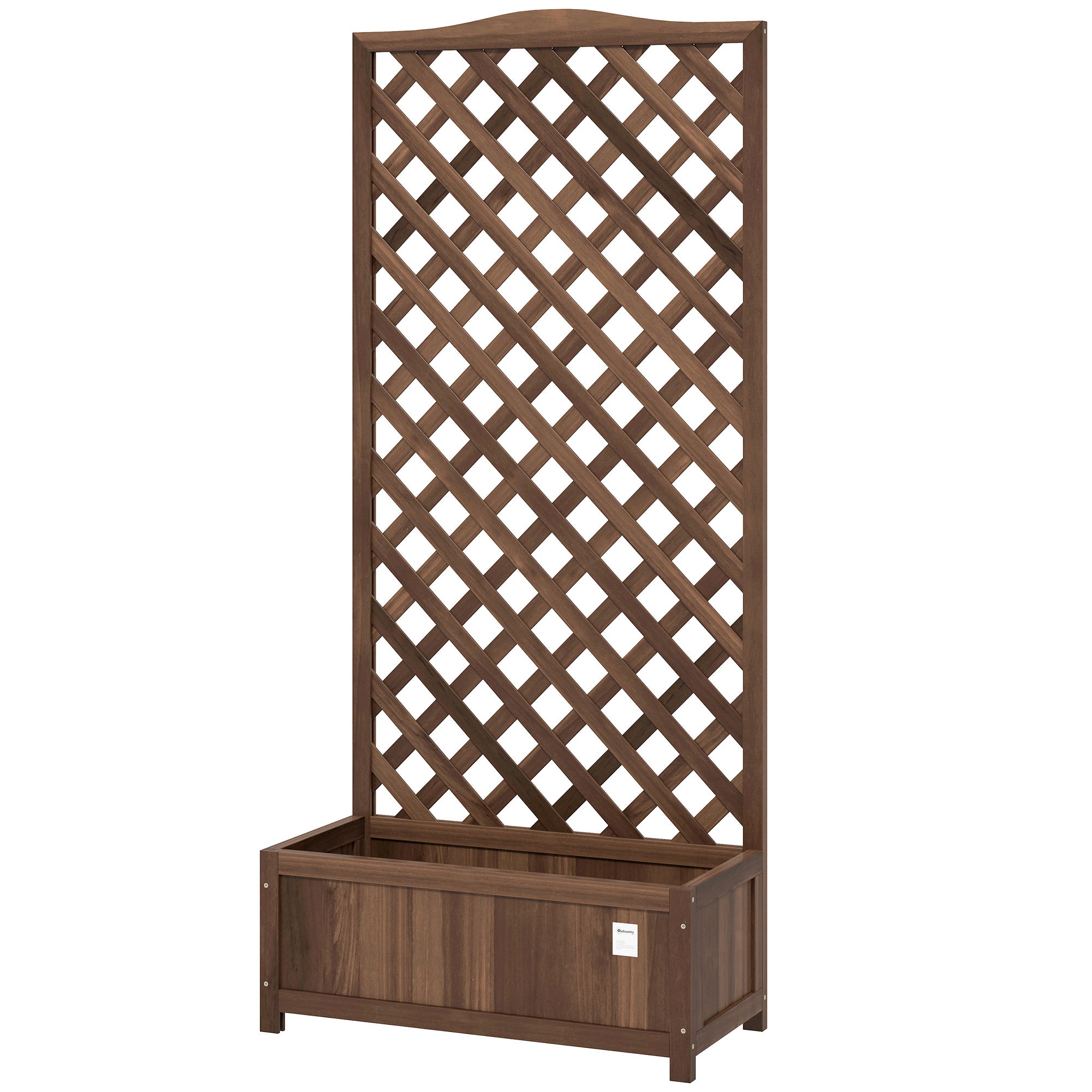 Wood Planter with Trellis, Raised Garden Bed to Grow Vegetables for Backyard, 30" x 14" x 67", Dark Brown