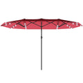 173.2" Double-Sided Sun Umbrella Garden Parasol Patio Sun Shade Outdoor with LED Solar Light, No Base Included, Wine Red
