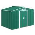 9.1' x 6.4' x 6.3' Garden Storage Shed w/ Foundation Kit Metal Tool Storage House w/ Double Doors Green
