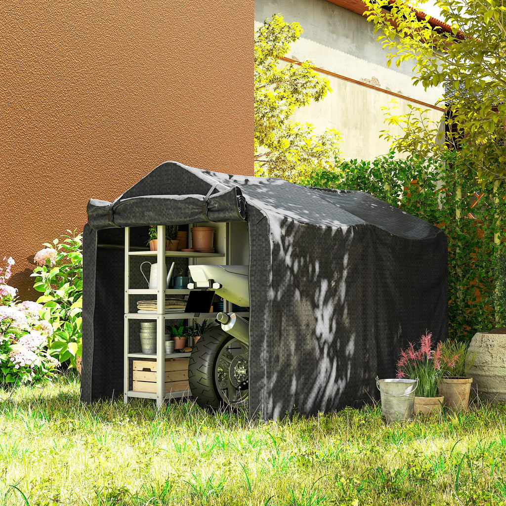 Outdoor Storage Shed, UV Resistant Bike Tent with Roll-up Zipper Door, Portable Shed for Bike, Motorcycle, Black