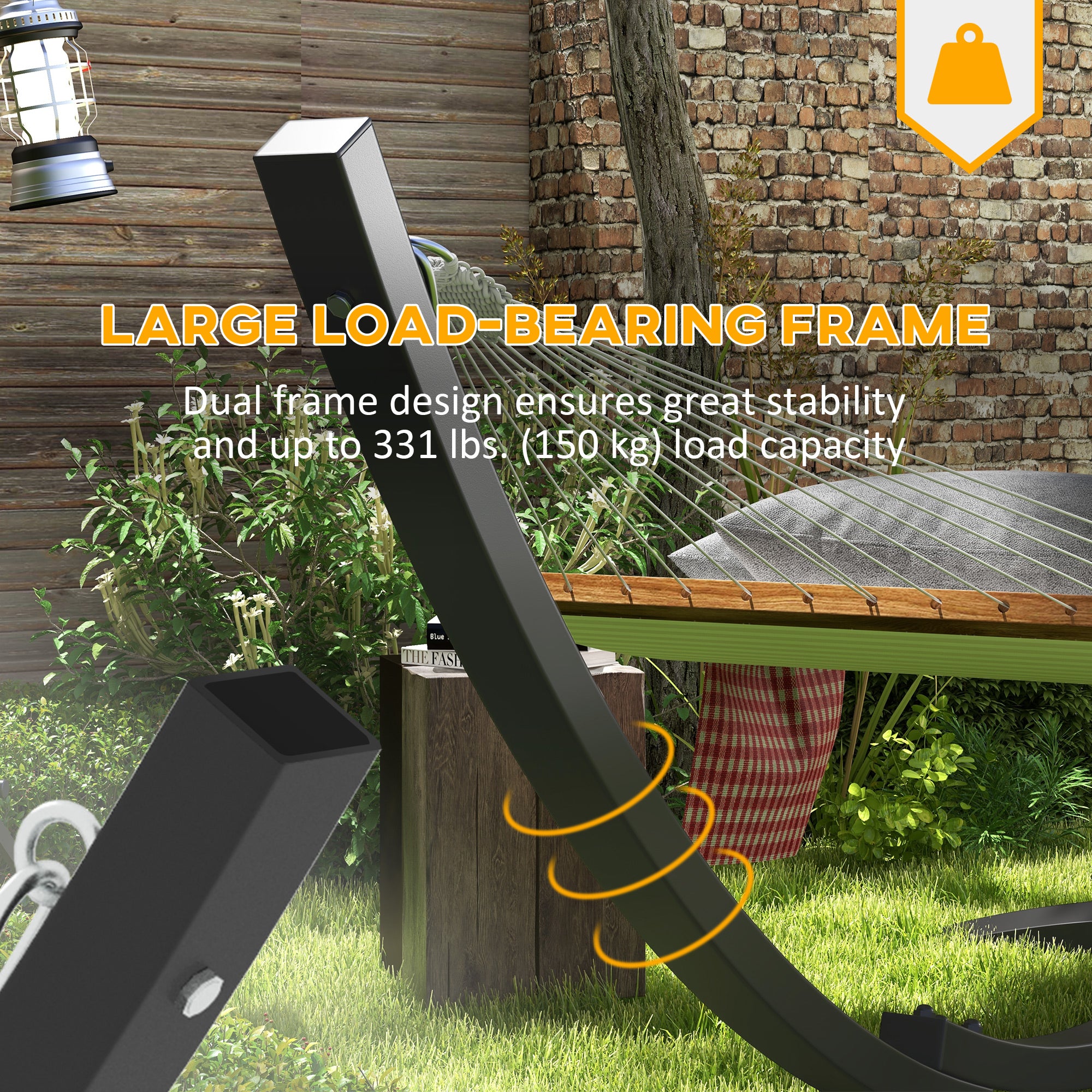 12' Hammock Stand with Steel Frame, Hammock Chair Stand Only for Garden, Camping, Picnic, Outdoor, Patio, Grey