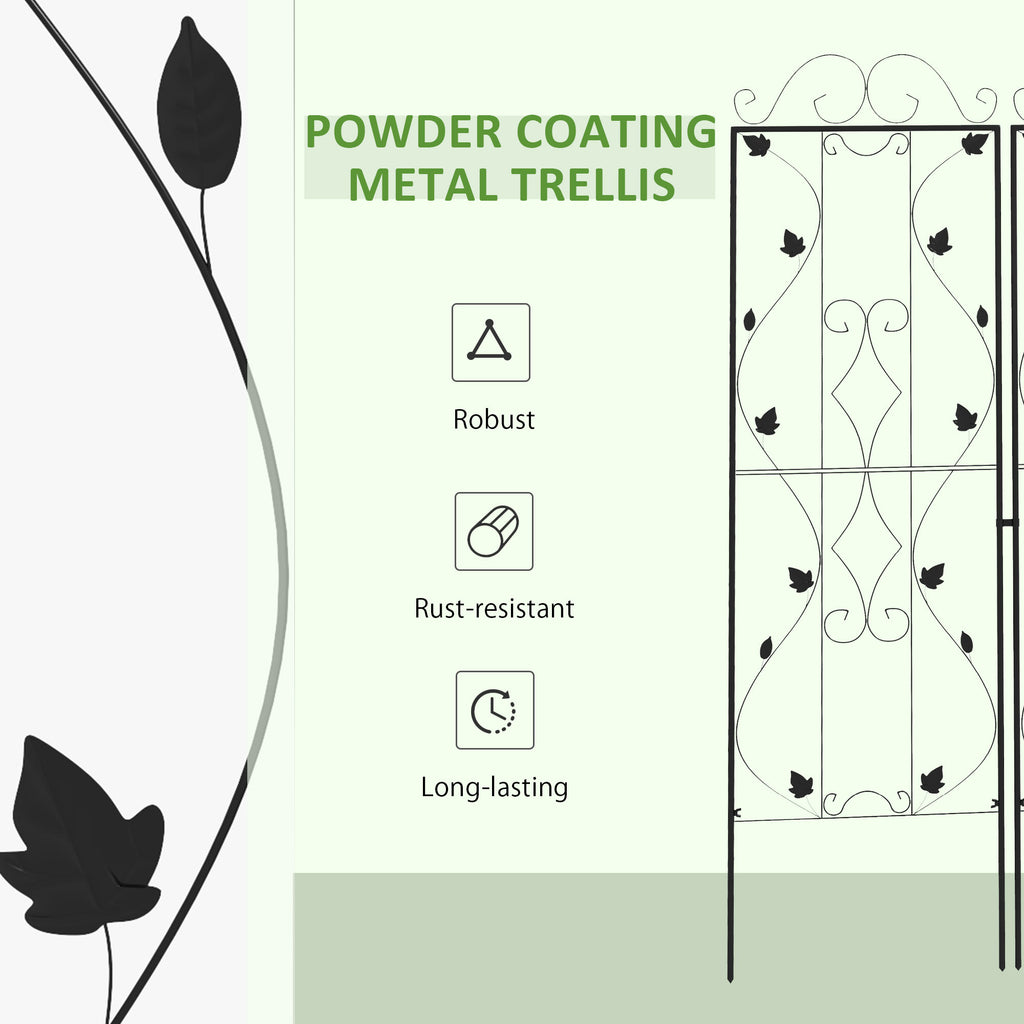 Metal Trellis Set of 2, Garden Trellis for Climbing Plant Support Frames, Leaf Design