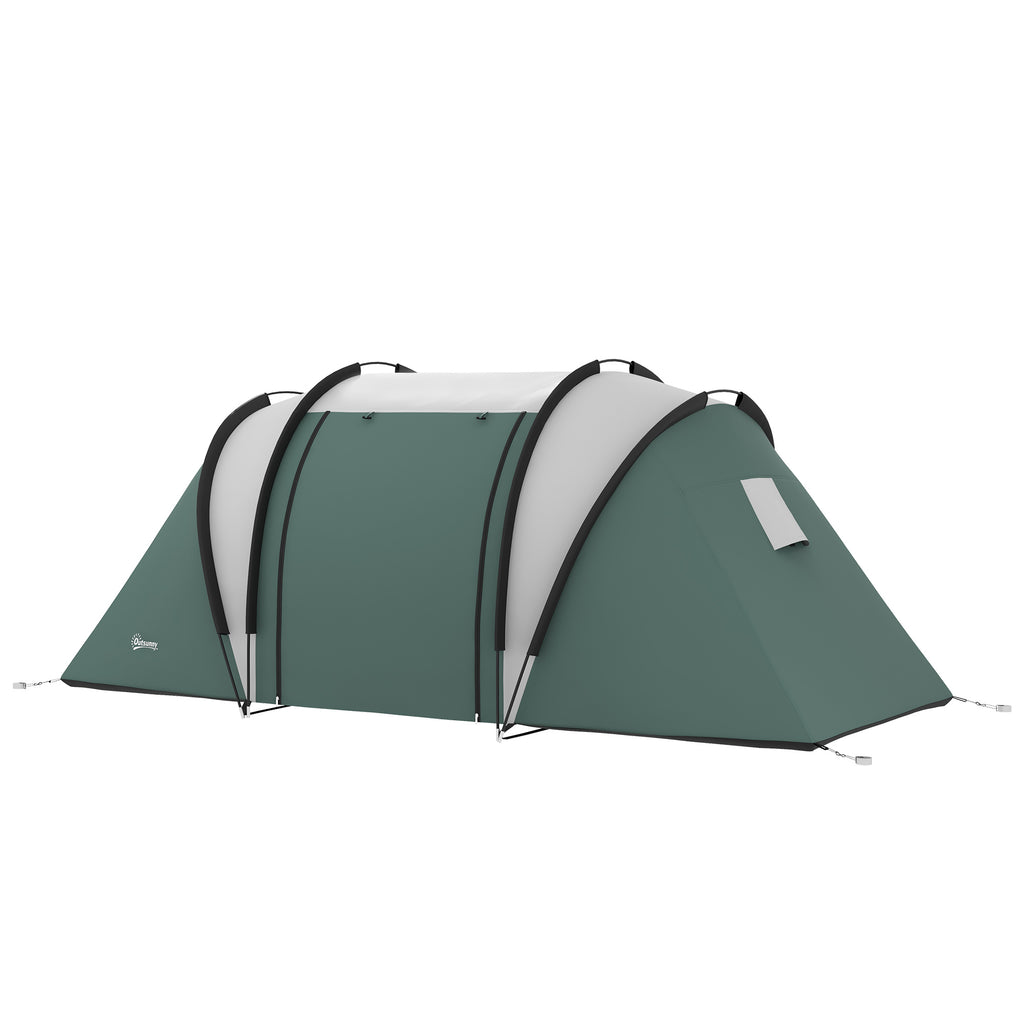 Camping Tent with 2 Bedrooms and Living Area, 3000mm Waterproof Family Tent, for Fishing Hiking Festival, Army Green