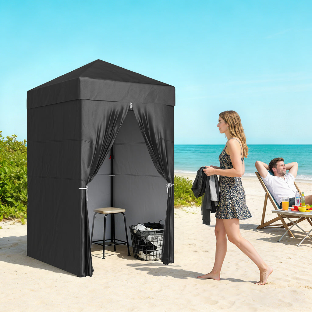 4 x 4 ft Compact Pop Up Canopy Tent, UPF 50+ Changing Room, Portable Instant Privacy Canopy with Mesh Window, Black