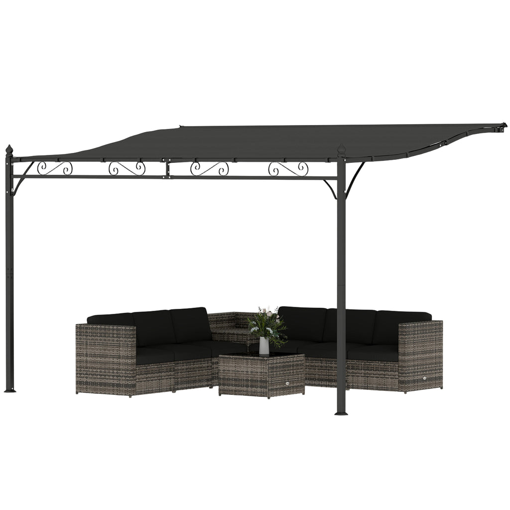 11.5' x 8.2' Outdoor Pergola, Wall Mounted Lean to Pergola with Metal Frame, UPF30+, Garden Gazebo