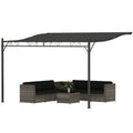 11.5' x 8.2' Outdoor Pergola, Wall Mounted Lean to Pergola with Metal Frame, UPF30+, Garden Gazebo