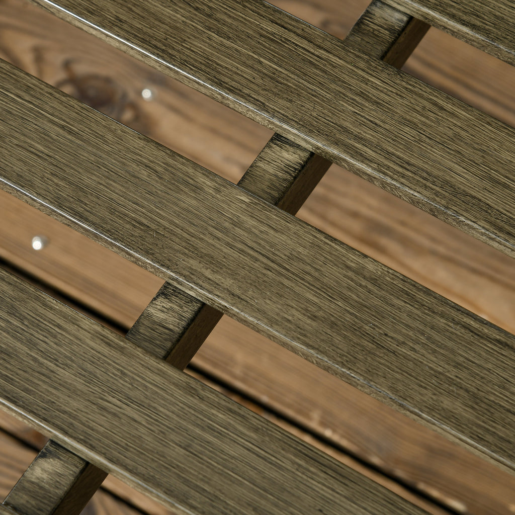 Outdoor Garden Bench, Metal Bench, Wood Look Slatted Frame Furniture for Patio, Park, Porch, Lawn, Yard, Deck, Black