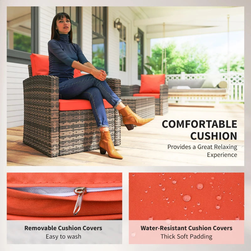 Modern 4-piece wicker patio furniture set with cushions for backyard