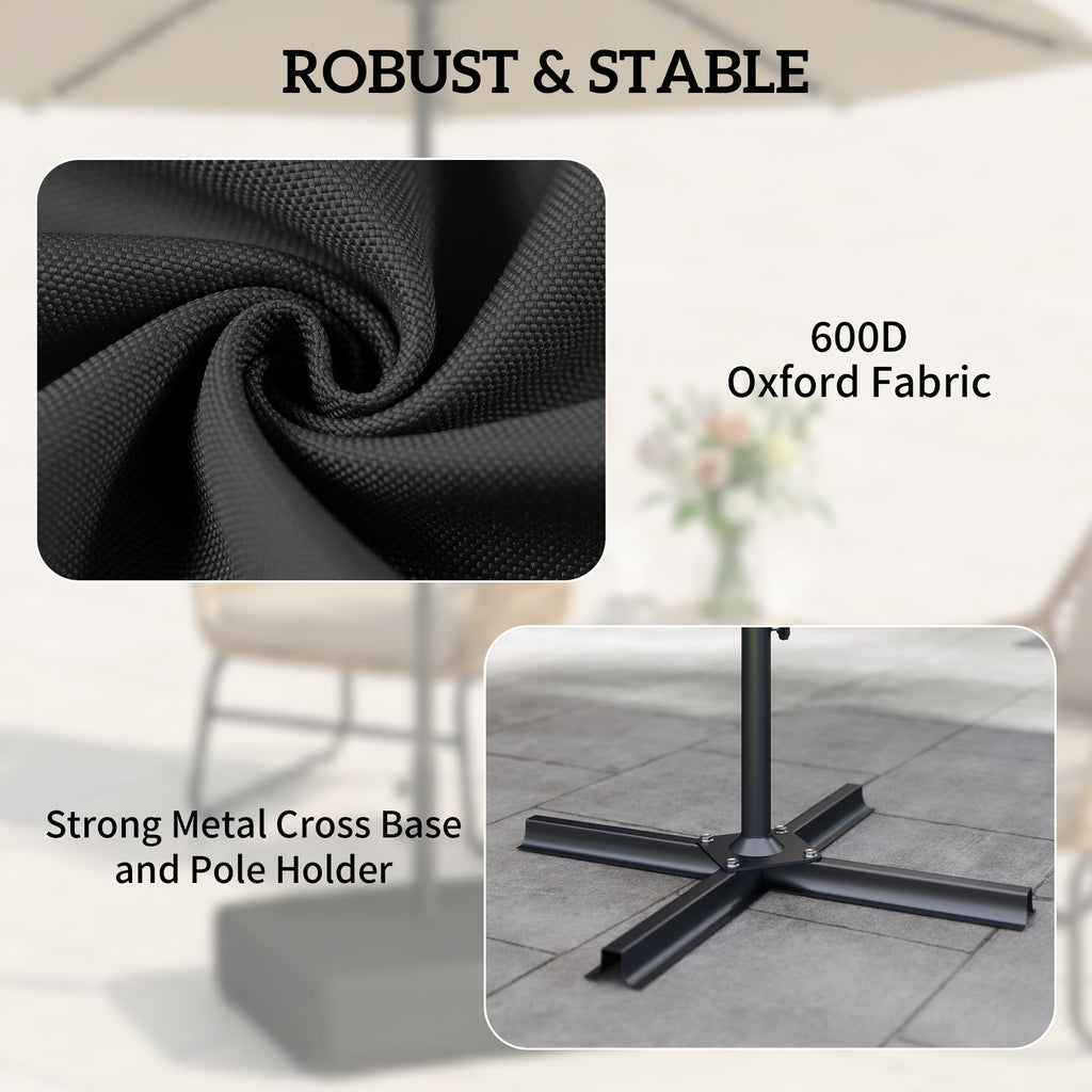 Garden Parasol Base 176 lbs Sand Filled Heavy Duty Stand for Cantilever Umbrellas and 1.89" Poles Black