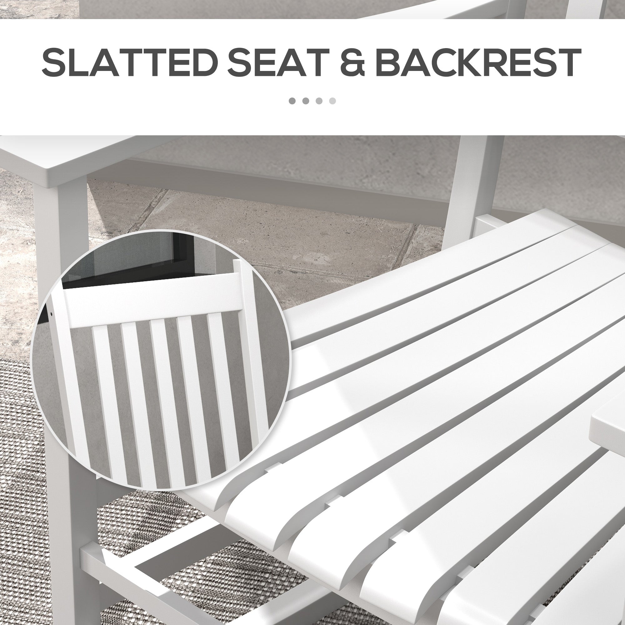 3 Pieces Outdoor Rocking Chair Set, Wooden Patio Rocking Chair Set with Folding Table, High Back and Armrests, White