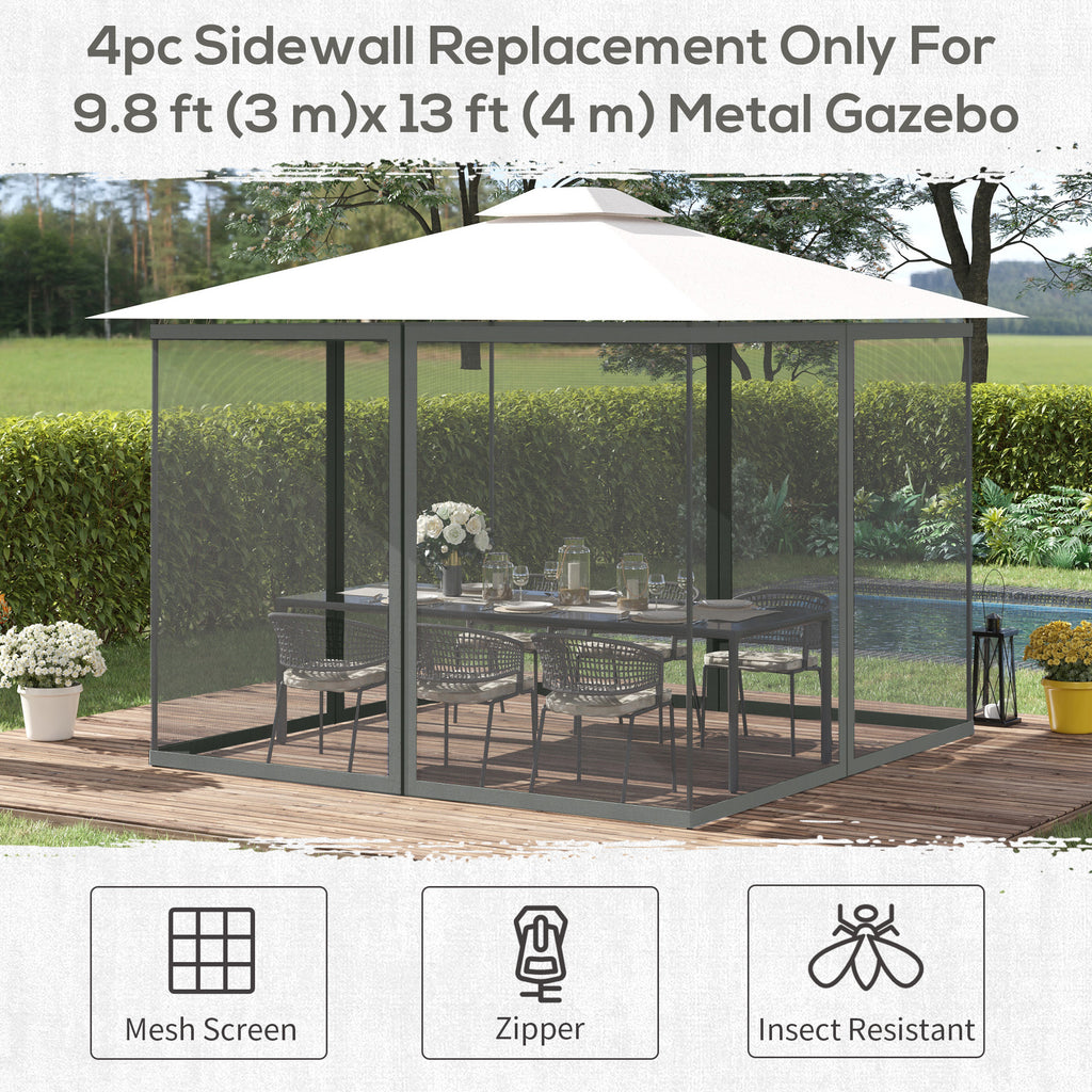Replacement Mosquito Netting for Gazebo 10' x 13' Black Screen Walls for Canopy with Zippers