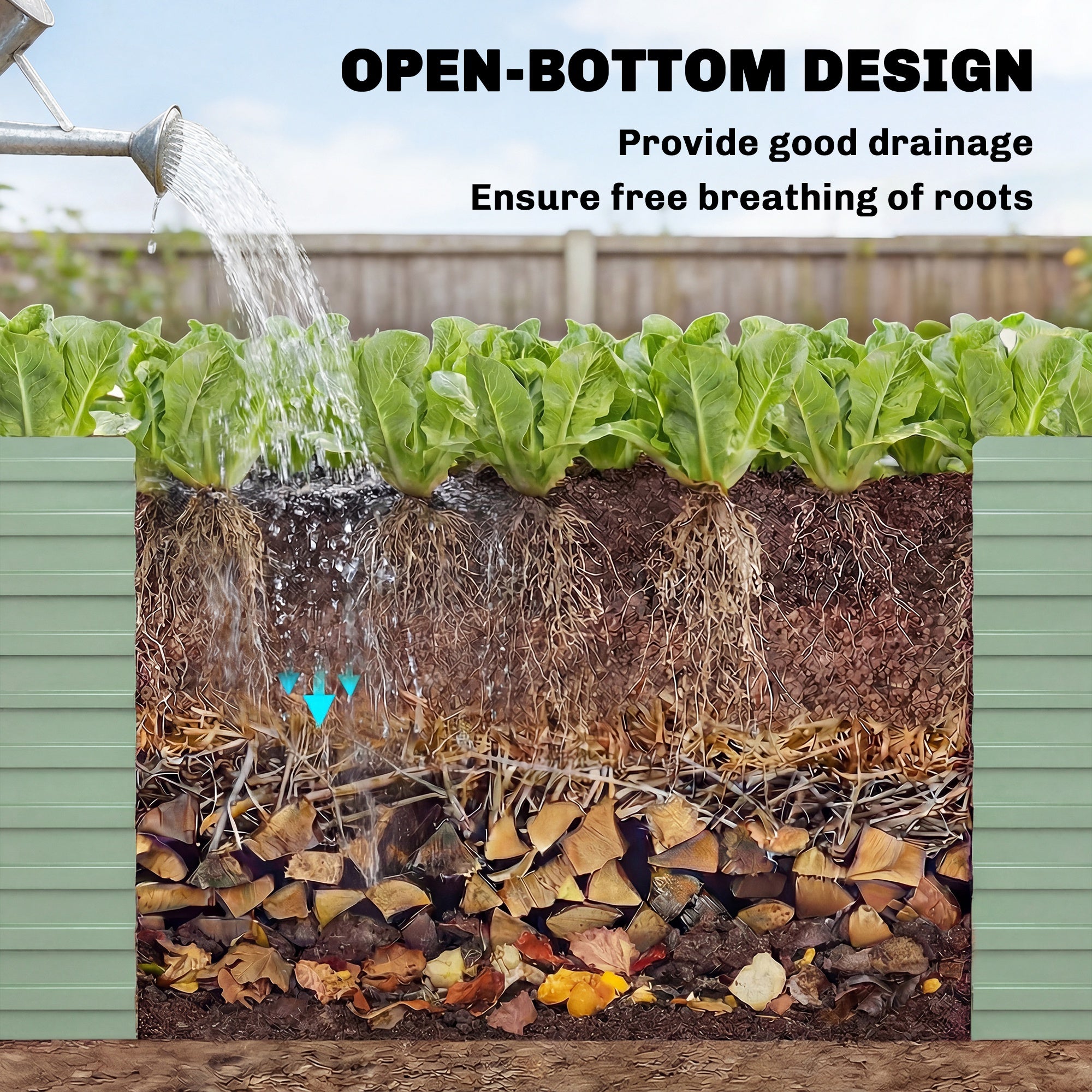 8' x 4' x 2' Raised Garden Bed, Galvanized Planter Box for Growing Flowers, Herbs and Vegetables, Light Green