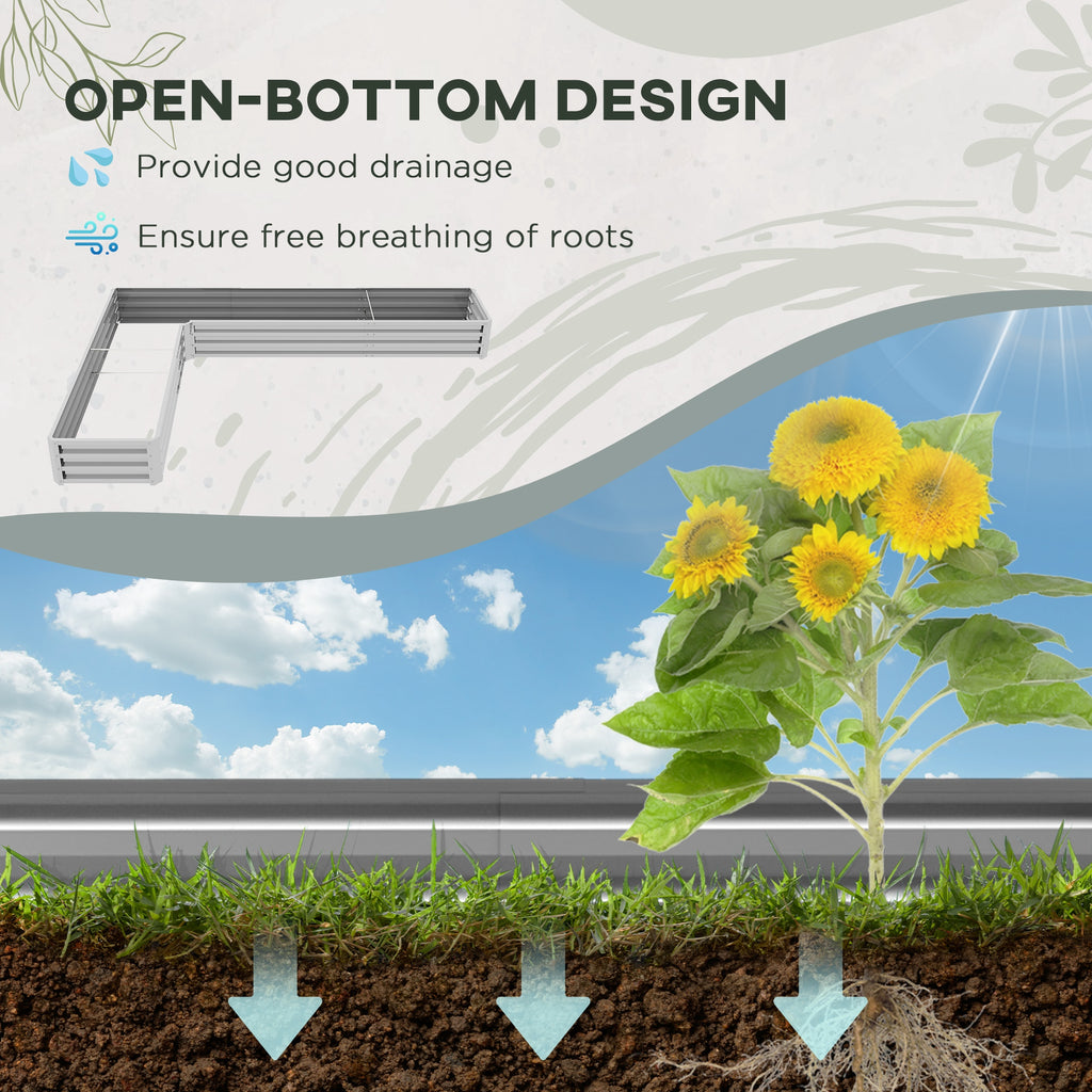 Galvanized Raised Garden Bed Steel Planter Box w/ Rods for Vegetables Flowers Herbs, 82" x 109" x 12", Silver