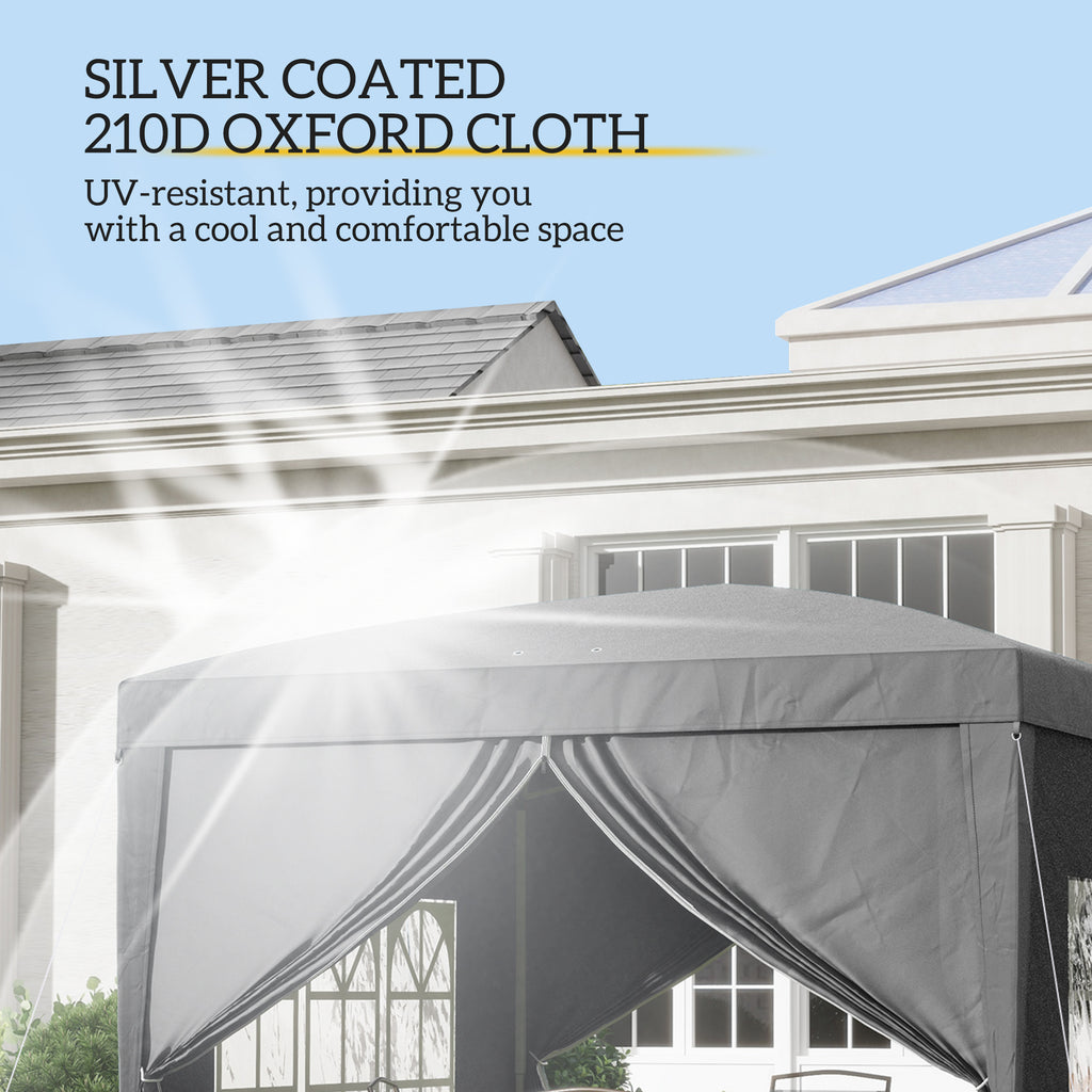 10'x10' Outdoor Pop Up Party Tent Wedding Gazebo Canopy with Carrying Bag (Grey)