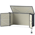 7.6 x 3.4ft Outdoor Storage Shed, Triple Garbage Bin Shed Organizer with Lockable Double Doors and Openable Lid