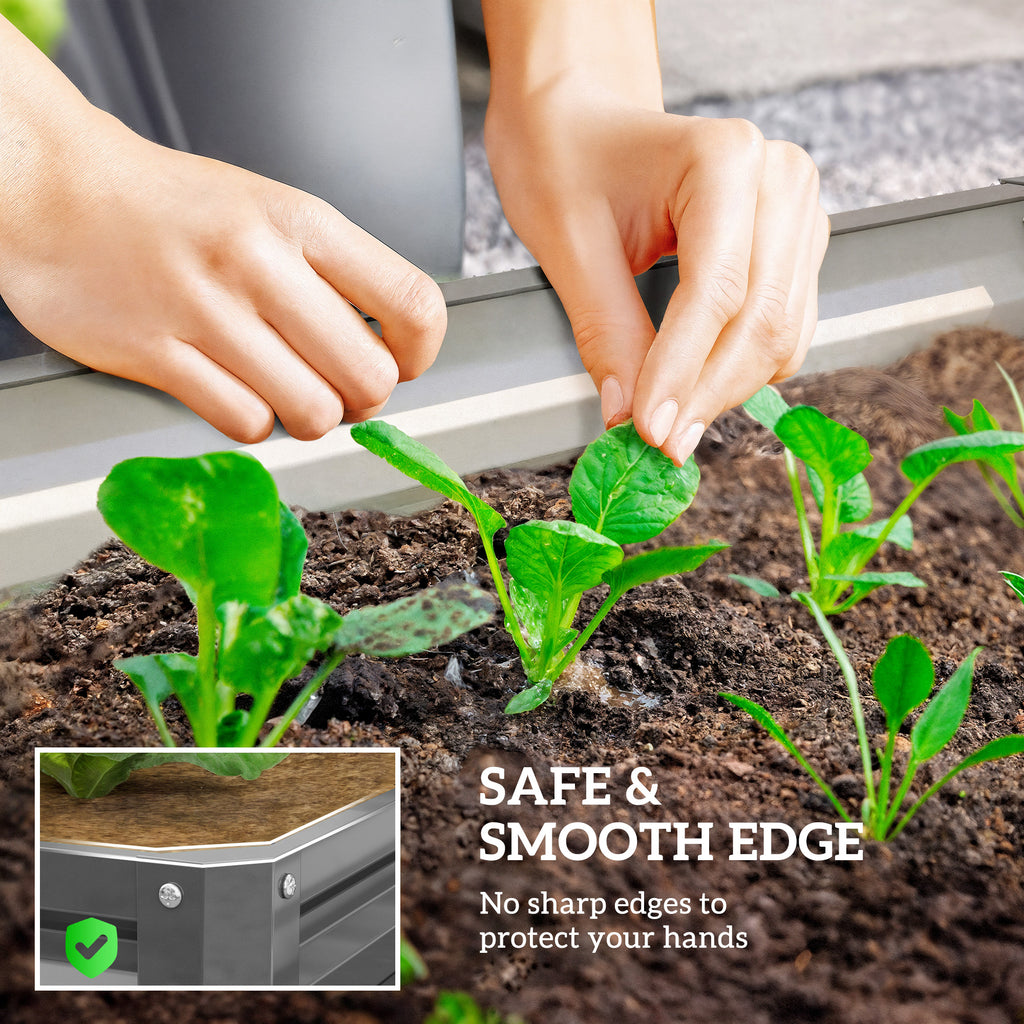 4' x 4' x 1' Raised Garden Bed Galvanized Steel Planter Box for Vegetables, Flowers, Herbs, Light Grey