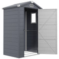 4.4' x 3.3' Plastic Garden Storage Shed with Latch Door, Vents, Sloped Roof, Grey