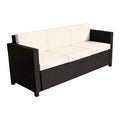 Deluxe 3 Seat Rattan Wicker Sofa Garden Outdoor Patio Furniture with Cushion, Cream White