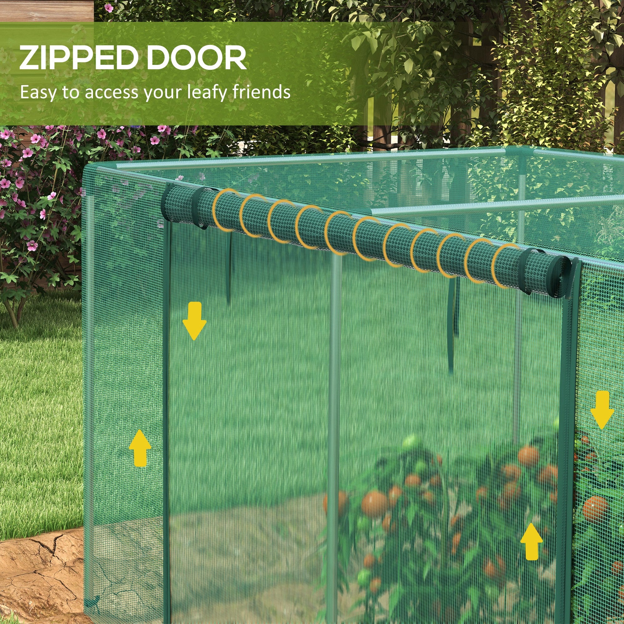 Galvanized Steel Crop Cage, Plant Protection Tent with Zippered Door, 8' x 4', Green