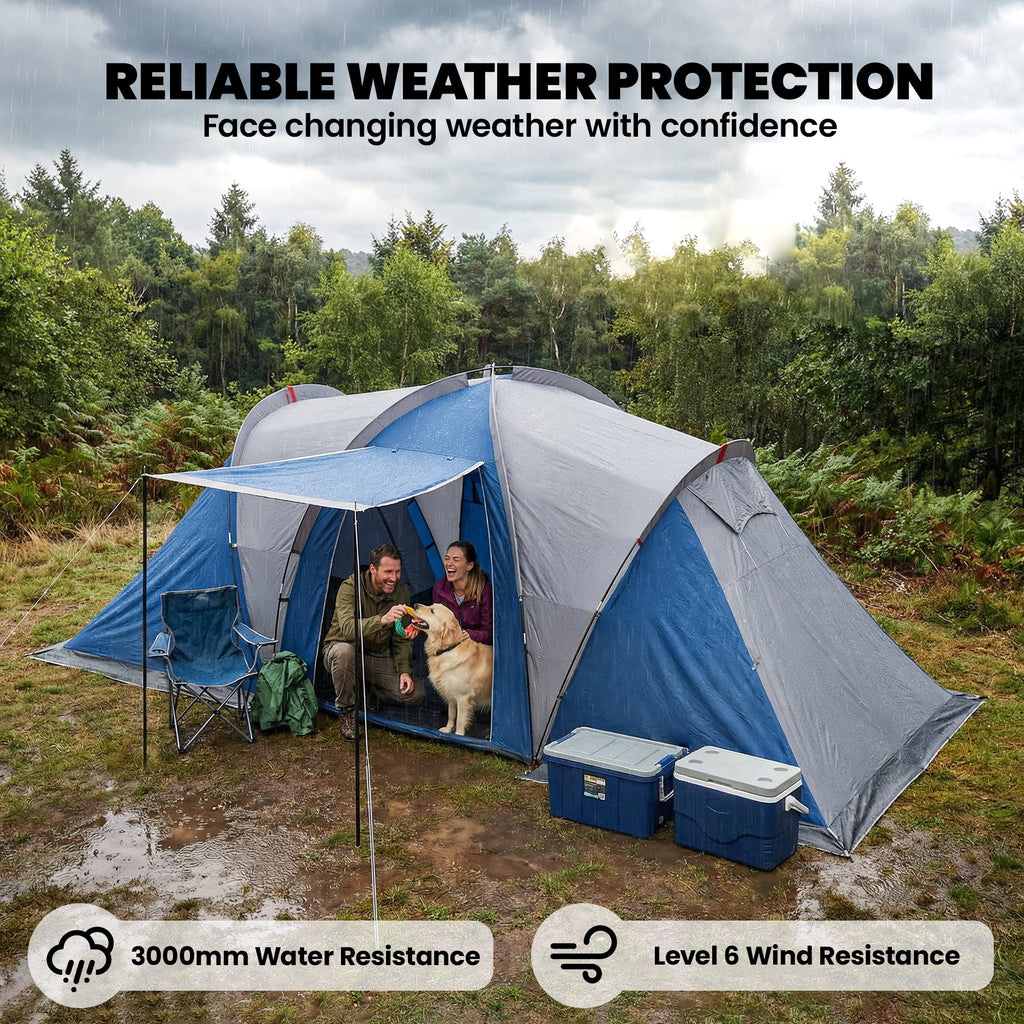 Multi-Room Camping Tent for 8-12 Person, Large Family Tent with 3000mm Waterproof Rainfly and Screen Panels,