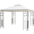 10' x 10' Outdoor Garden Metal Gazebo Patio Canopy Marquee Patio Party Tent Canopy Shelter Vented Roof Decorative Frame, Cream