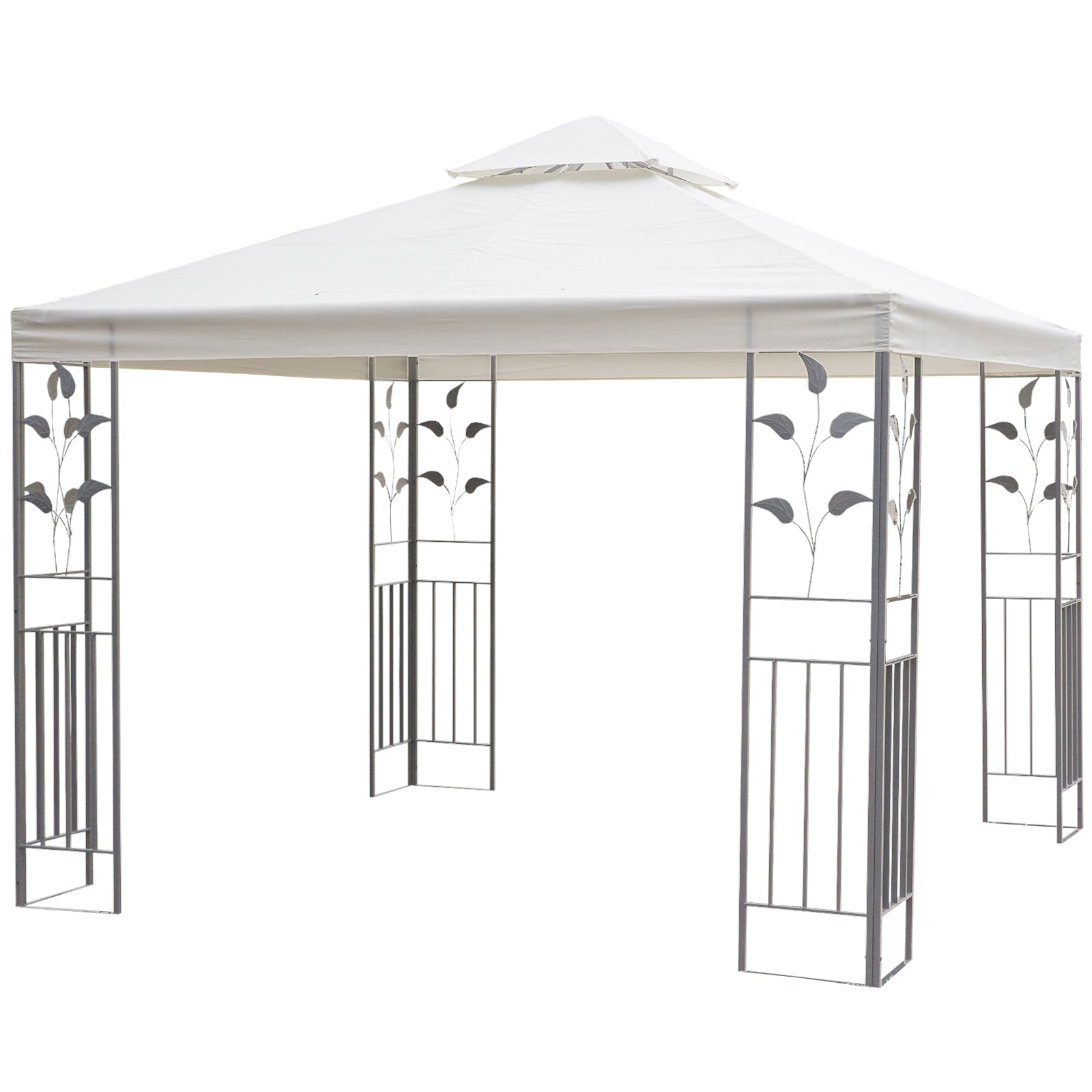 10' x 10' Outdoor Garden Metal Gazebo Patio Canopy Marquee Patio Party Tent Canopy Shelter Vented Roof Decorative Frame, Cream