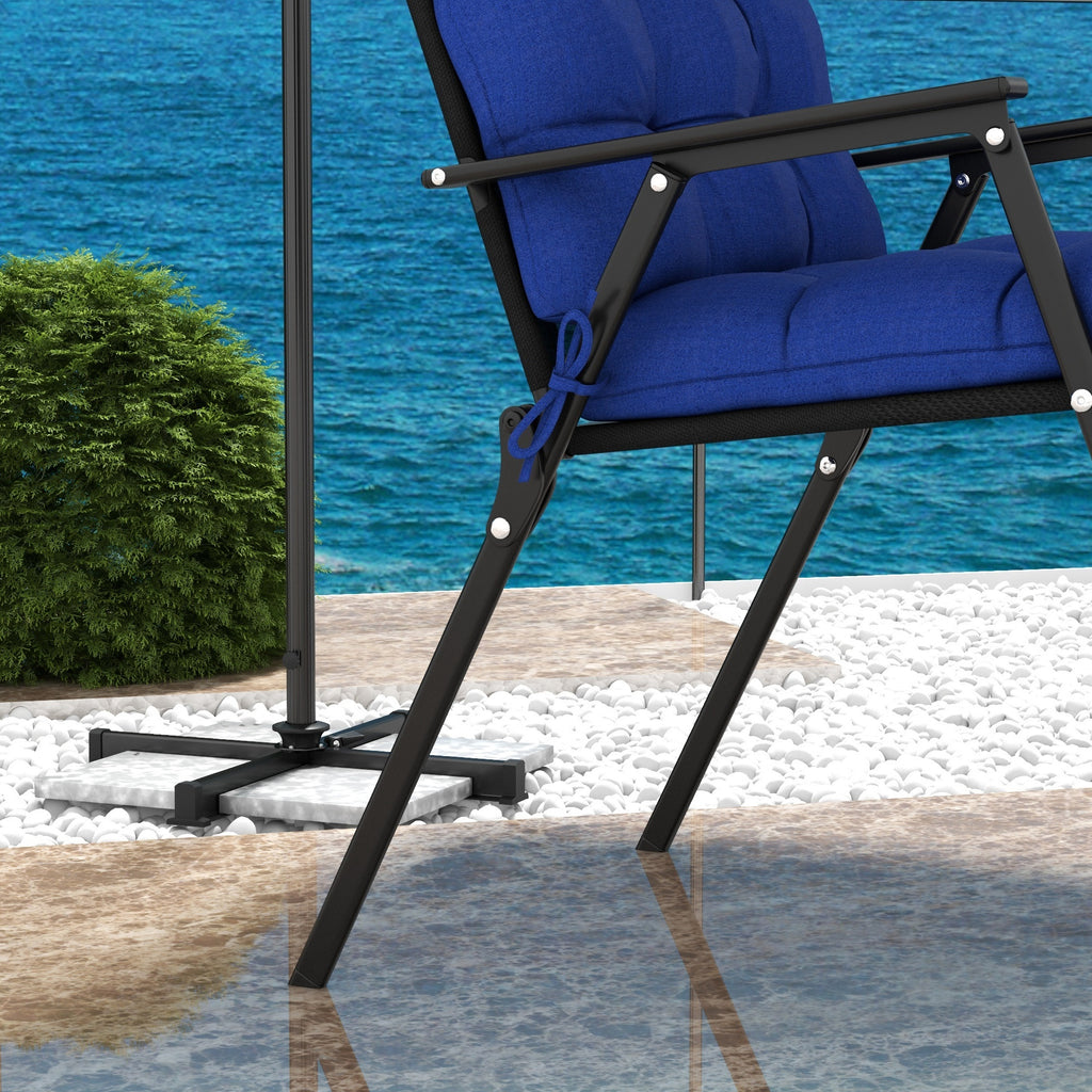 2-Piece Back Seat Cushion Replacement, Outdoor Patio Chair Cushions Set with Ties, Button Tufted, Navy Blue