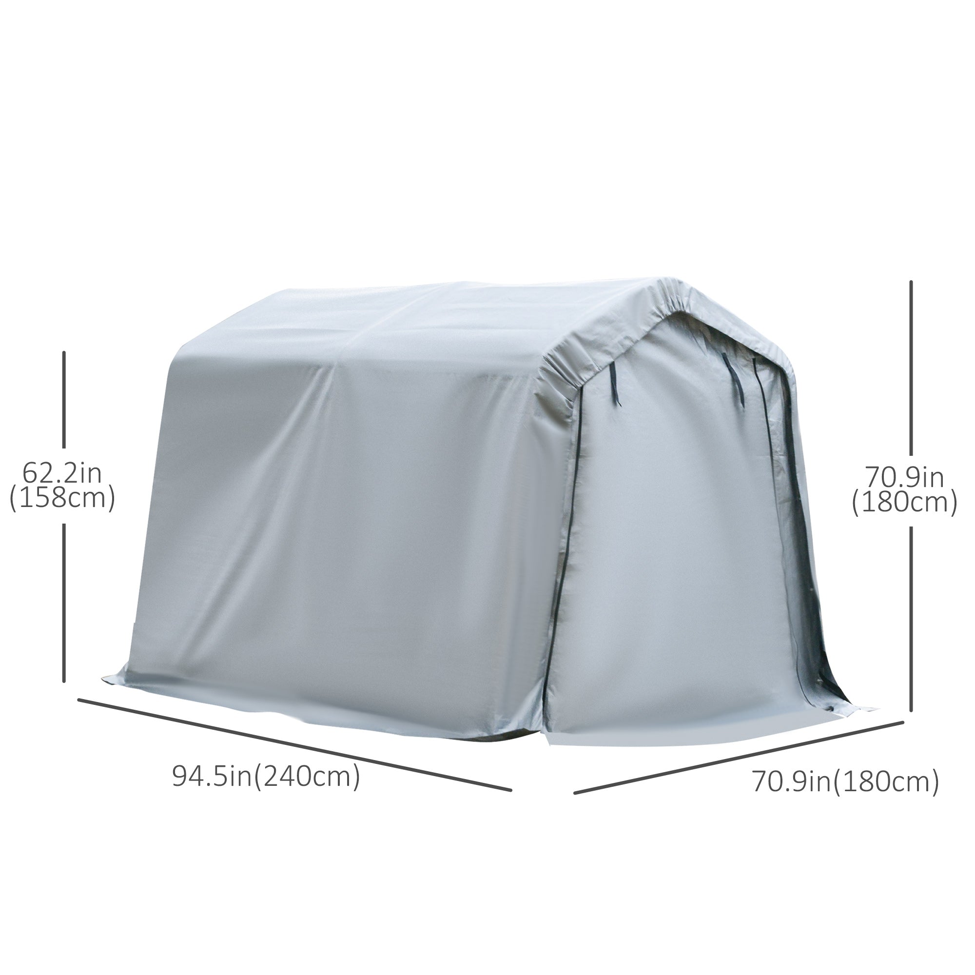 8' x 6' Carport with Sidewalls and Roll-up Door, Outdoor Storage Shelter for Motorcycle and Car, Grey