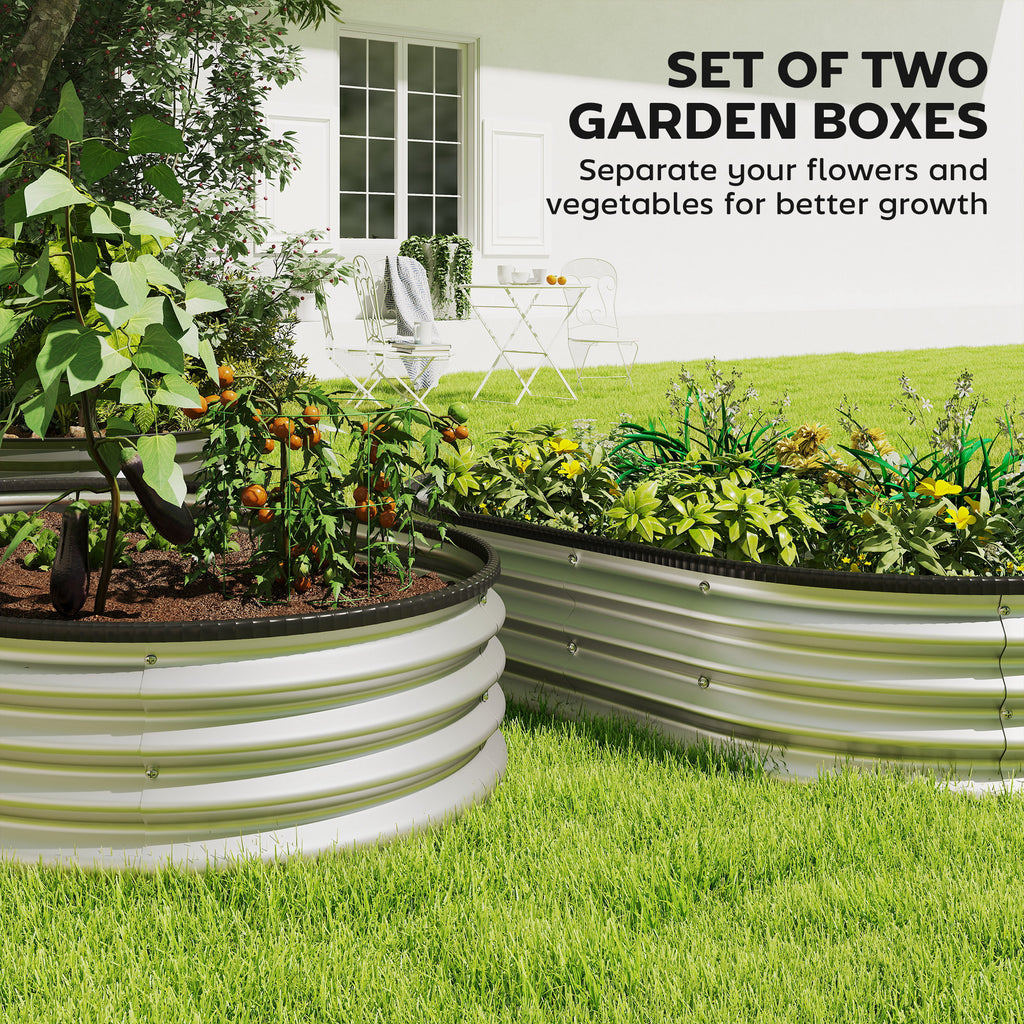 2Pcs Galvanized Raised Garden Bed, 5 x 3 x 1 ft Modular Metal Garden Beds with Rubber Strip Edging, Silver