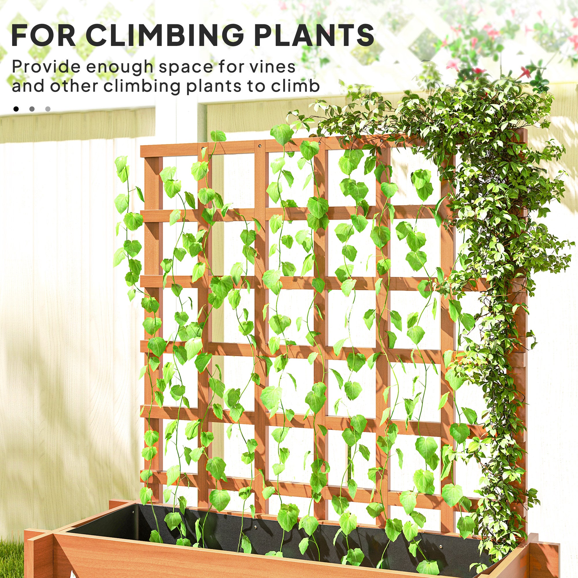Wooden Elevated Planter Box with Trellis for Climbing Plants, 3 Tier Raised Garden Bed for Garden, Outdoor, Brown