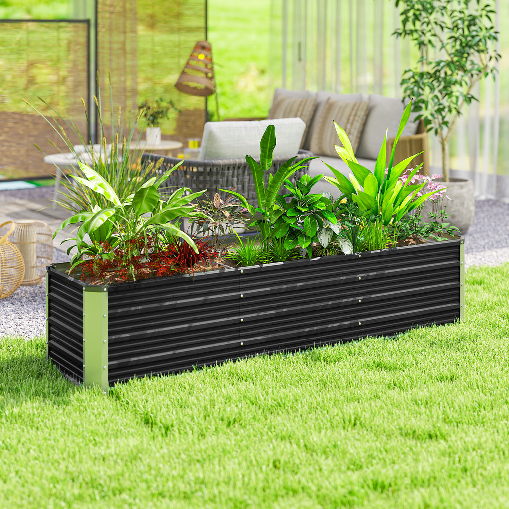 6' x 1.5' x 1.3' Galvanized Raised Garden Bed, Elevated Large Metal Planter Box w/ Install Gloves for Backyard, Patio to Grow Vegetables, Herbs, and Flowers, Dark Grey