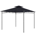 10' x 10' Gazebo, Soft Top Outdoor Gazebo with 2-Tier Roof, Metal Frame, Navy Blue