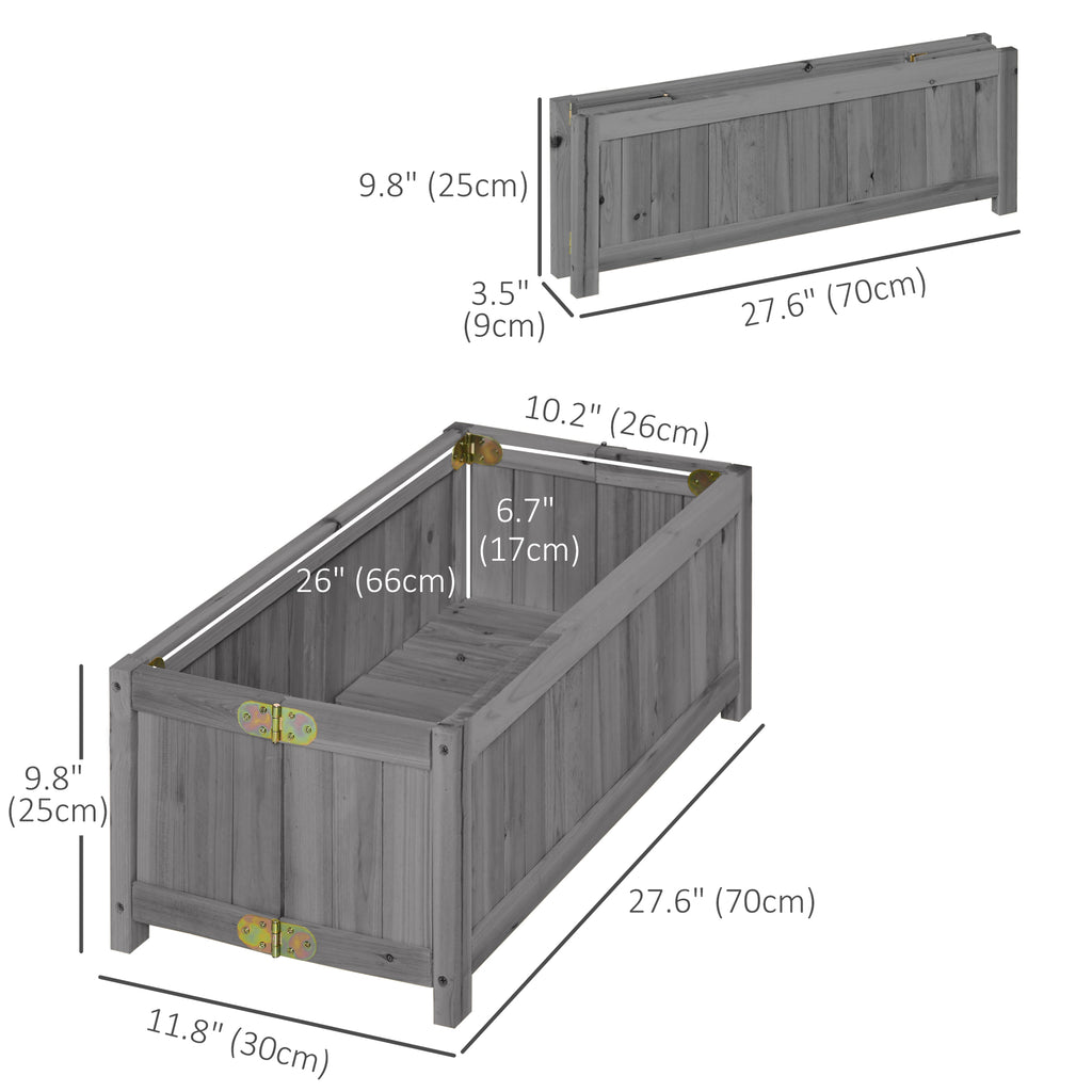 Foldable Elevated Planter Box, Wooden Raised Garden Bed for Backyard, Patio to Grow Vegetables, Herbs, Flowers, Grey