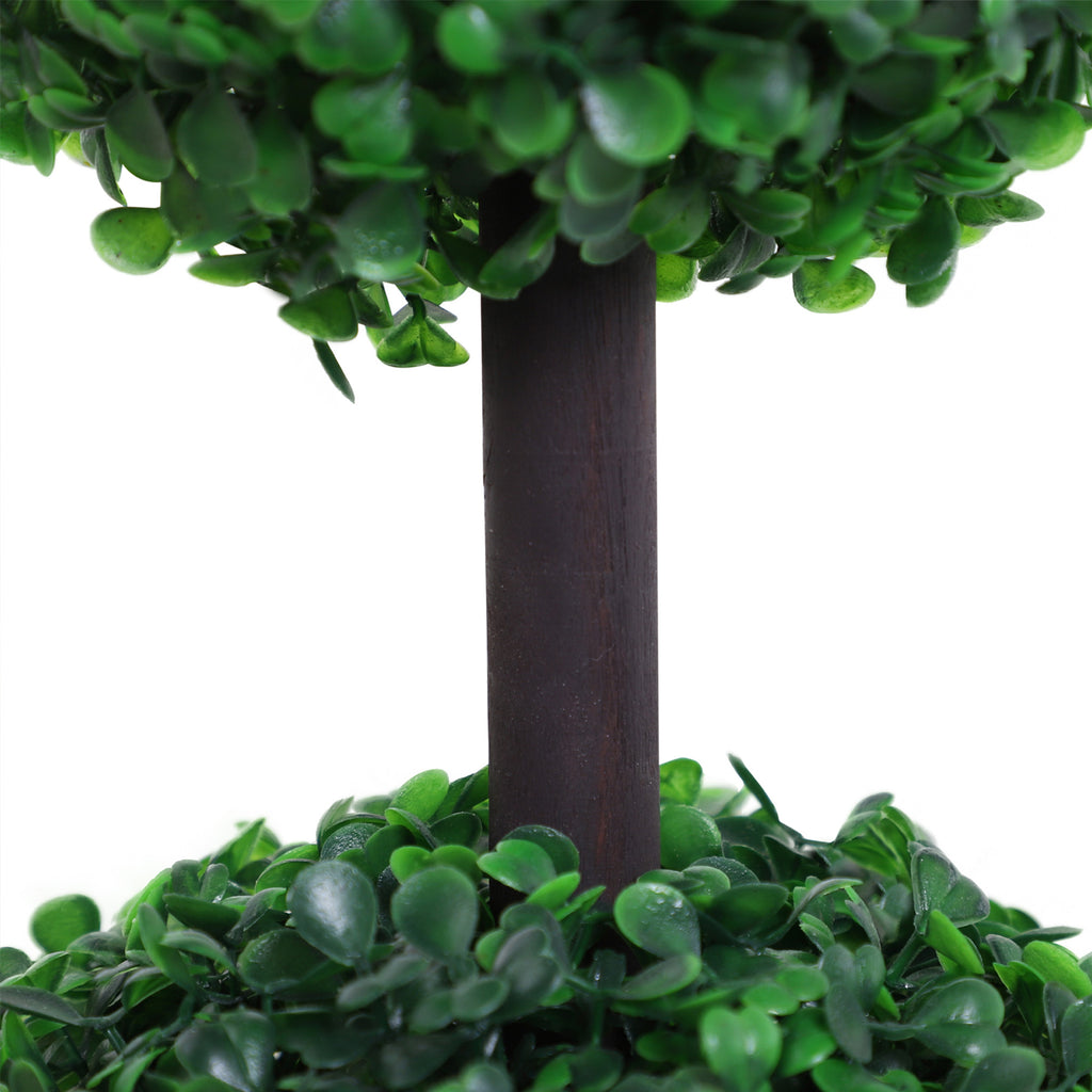 Set of 2 Artificial Ball Boxwood Topiary Trees, 44.1" Fake Plants in Pots for Outdoor Indoor Decor, Dark Green
