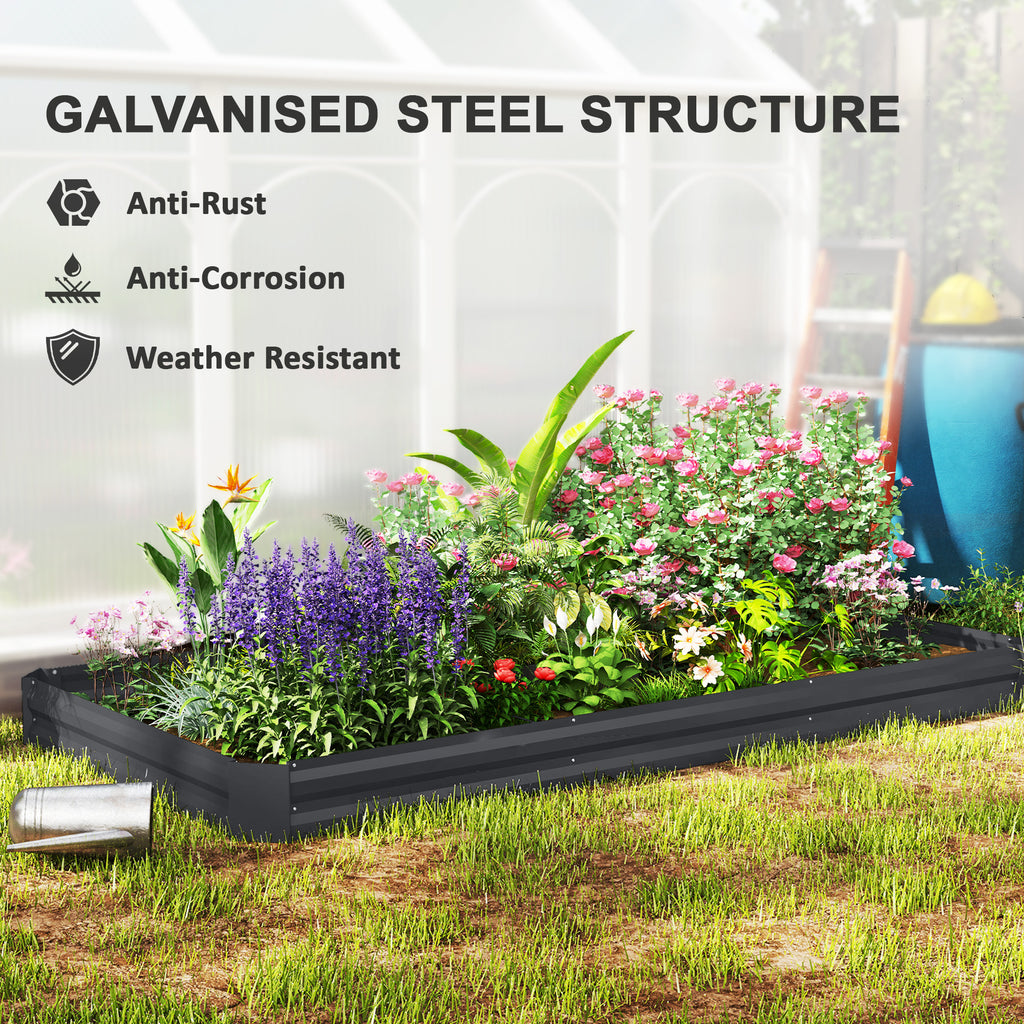 Galvanized Raised Bed, 8' x 4' x 1' Metal Planter Box, Outdoor Garden Box with Open Bottom for Flower Herb Vegetable