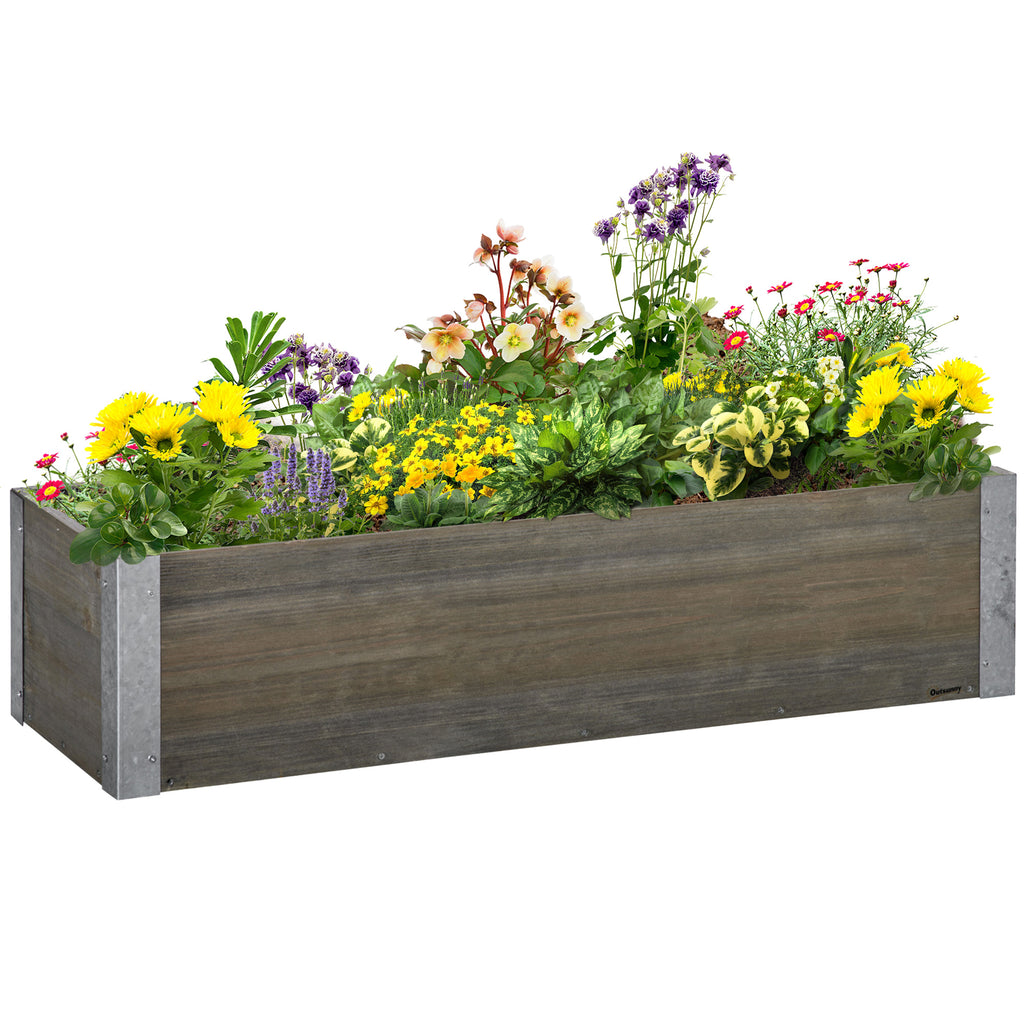 3' x 1' Raised Garden Bed Elevated Wooden Planter Box Outdoor for Backyard, Patio to Grow Vegetables, Herbs, and Flowers, Light Grey