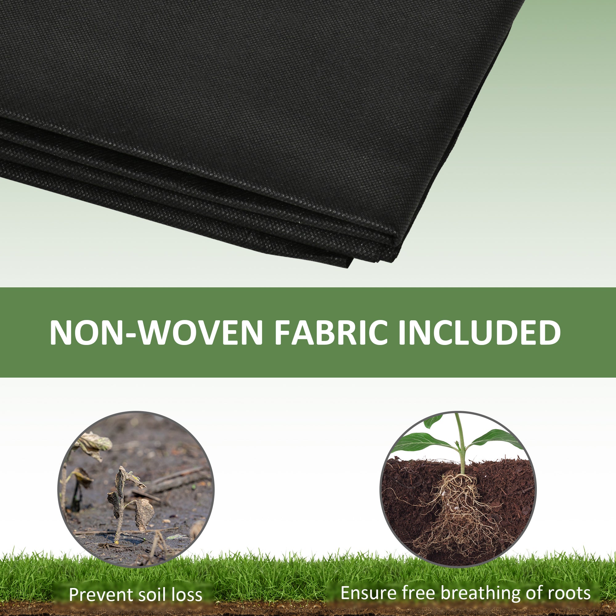 Garden Bed with 2 Planter Box and Non-woven Fabric Liner for Backyard, Patio, 96" x 24" x 10", Grey
