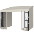10' x 10' Wall Pergola, Outdoor Gazebo with 2 Curtains and 2 Nettings, UV Resistant, for Patio, Deck, Beige