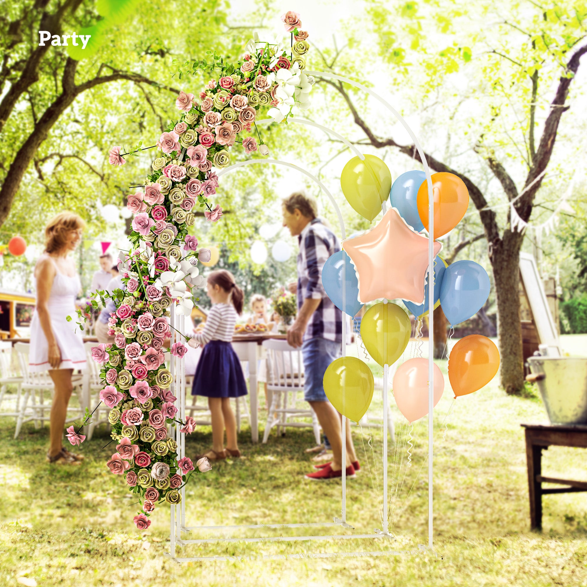 Wedding Arch, 7/6.5/6 ft Metal Balloon Arch Backdrop Stand Set of 3 for Birthday Party, Bridal Shower, White