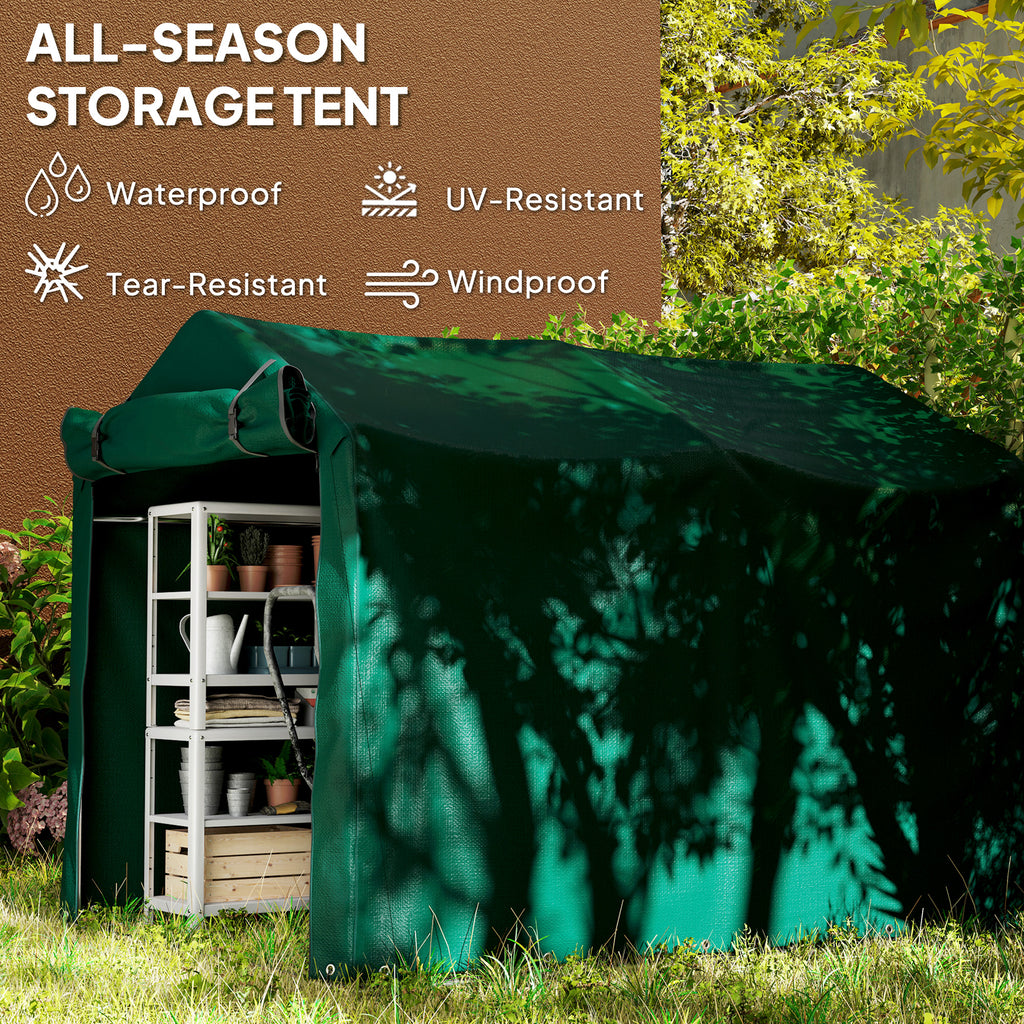 Outdoor Storage Shed, UV Resistant Bike Tent with Roll-up Zipper Door, Portable Shed for Bike, Motorcycle, Dark Green