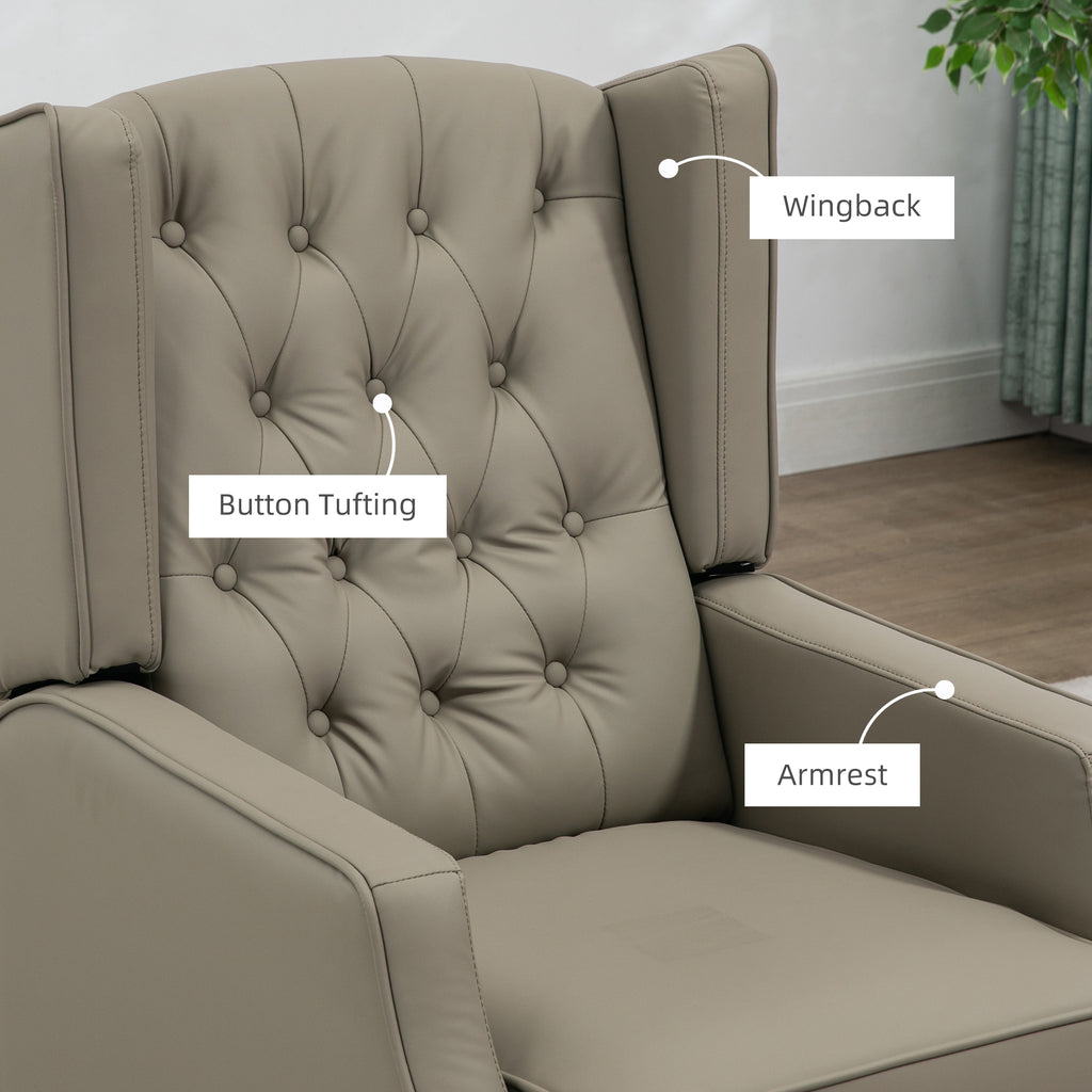 Faux Leather Accent Chair with Thick Padding for Living Room, Bedroom, Home Office, Khaki