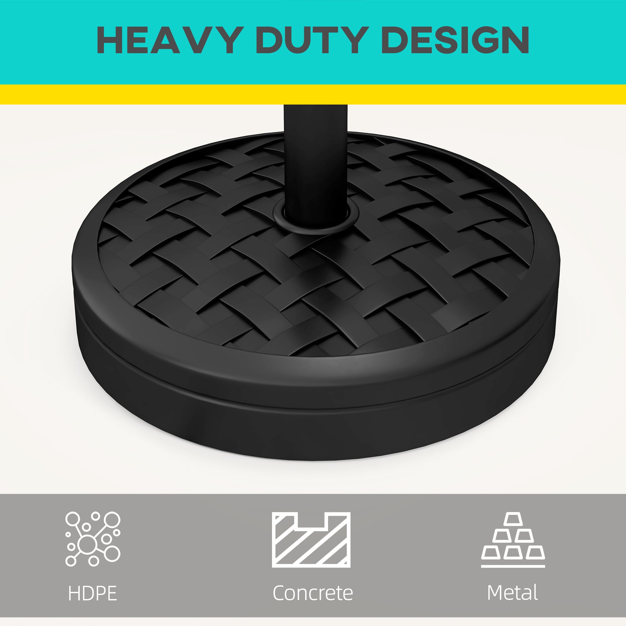 40lbs. Concrete Umbrella Base with Rattan Effect, Heavy Duty Parasol Stand for Outdoor Patio Umbrella, Black