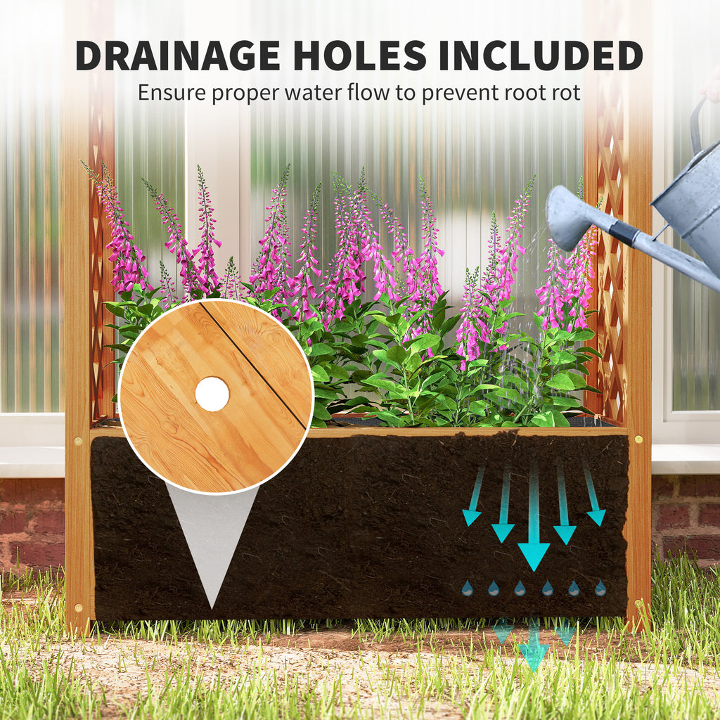 Wooden Raised Garden Bed with Arch Trellis, 33" x 14" x 57" Raised Planter Box with Drainage Holes, Trellis Planter for Vine Climbing Plants
