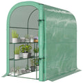 Walk-in Mini Greenhouse with Shelves, Portable Outdoor Greenhouse with Roll-up Door, 123 x 187 x 189 cm, Green