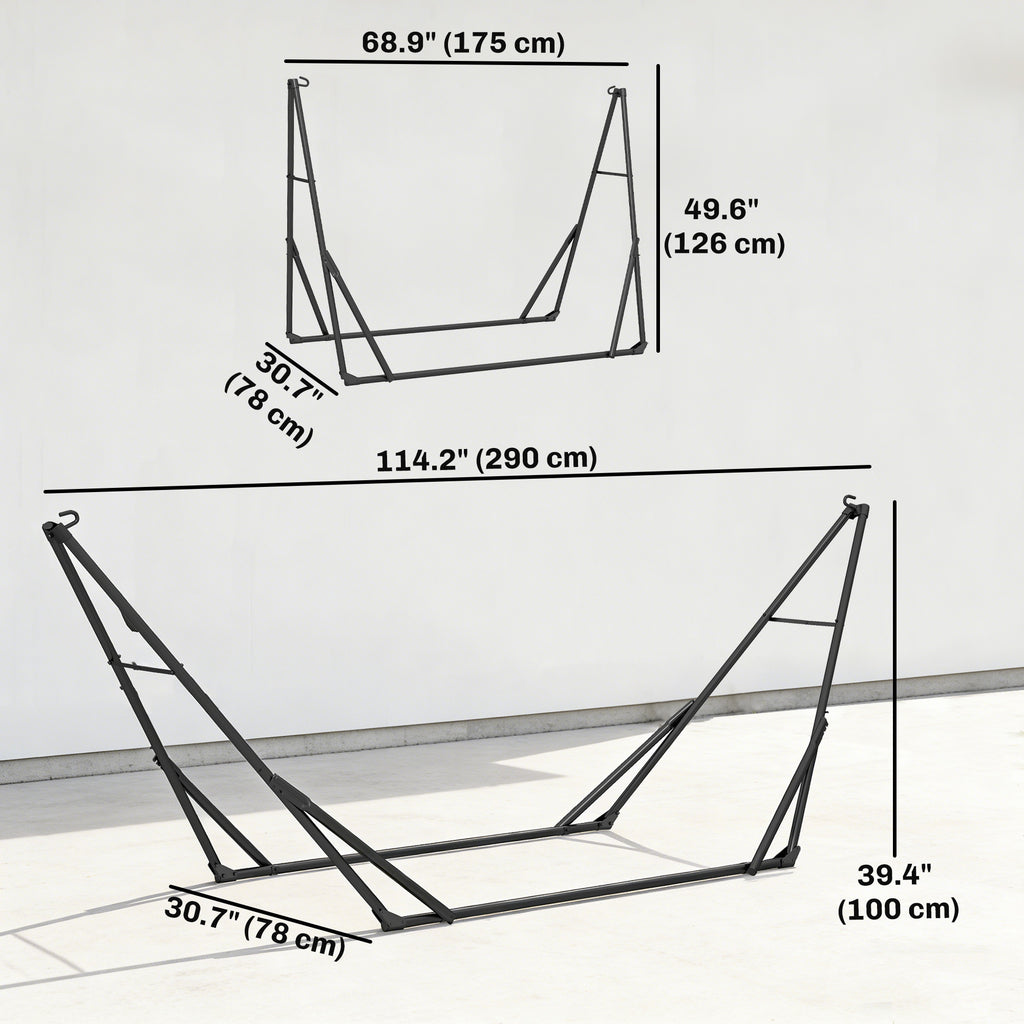 9.5ft Hammock Stand Only, Portable Adjustable Foldable Powder-Coated Steel Hammock Frame, Black