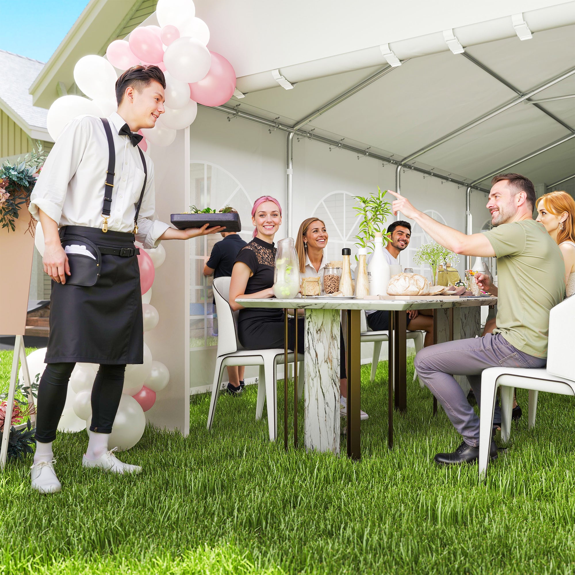 20'x33' Heavy Duty Large Party Tent & Carport with Removable Sidewalls, Portable Garage Canopy Tent, White