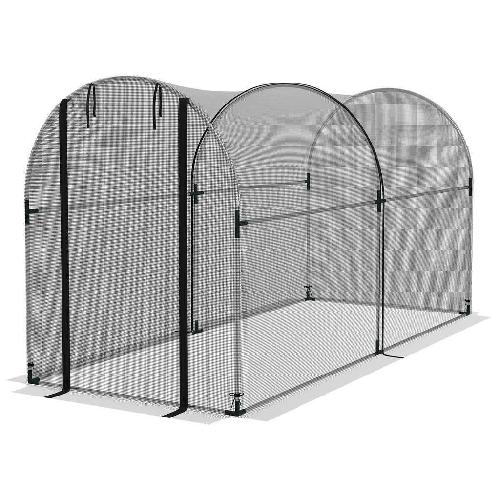 9.8' x 3.9' Crop Cage with Zipper Roll-Up Door, Mesh Plant Protection Tent from Animals with Galvanised Steel Frame