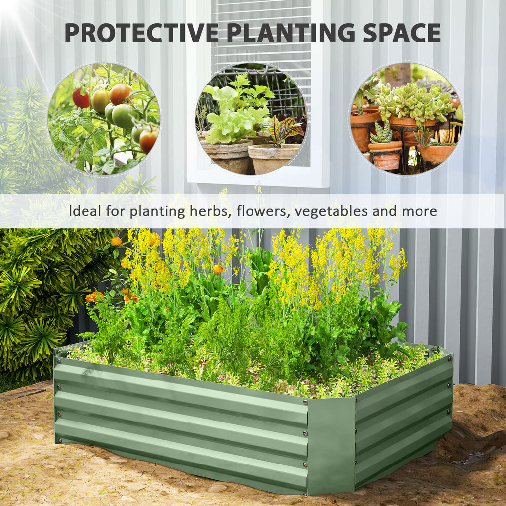 Galvanized Raised Garden Bed, 4' x 3' x 1' Outdoor Metal Planter Box, Raised Bed for Growing Flowers Herbs, Dark Green