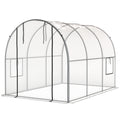 Polytunnel Greenhouse with Roll-up Door and Mesh Window, Walk-in Grow House Tent with Steel Frame, 3 x 2 x 2 m, Clear